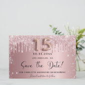 Quinceanera Blink Pink Save the Date Silberkarte (Stehend Vorderseite)