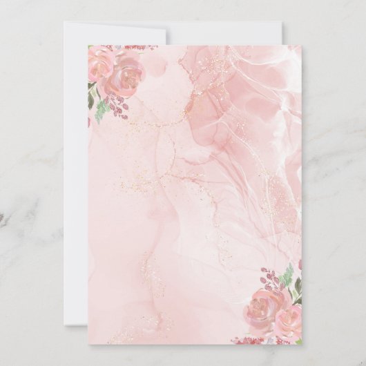 Quinceanera Bloral Blush Pink Mis Quince Anos Einladung (Rückseite)