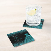 Quinceanera Blue Aquamarin Imitats Glitzer Rechteckiger Pappuntersetzer (Vor Ort)