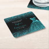 Quinceanera Blue Aquamarin Imitats Glitzer Rechteckiger Pappuntersetzer (angewinkelt)