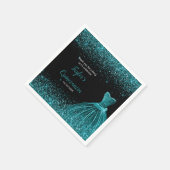 Quinceanera Blue Aquamarin Imitats Glitzer Serviette (Ecke)