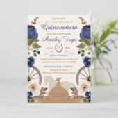 Quinceanera Blue Charra, Einladung zu Wasserfarben (Stehend Vorderseite)