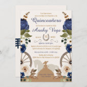 Quinceanera Blue Charra, Einladung zu Wasserfarben (Vorne/Hinten)