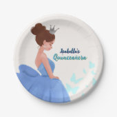 Quinceañera Blue Elegant Princess Paper Plate Pappteller (Vorderseite)