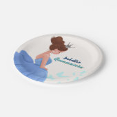 Quinceañera Blue Elegant Princess Paper Plate Pappteller (Schrägansicht)