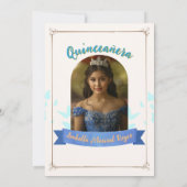 Quinceañera Blue Elegante Prinzessin Einladung (Rückseite)