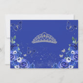 Quinceañera Blue Floral Princess Butterflies Foto Dankeskarte (Rückseite)