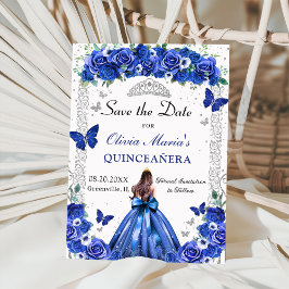 Quinceañera Blue Floral Princess Butterflies Foto Save The Date