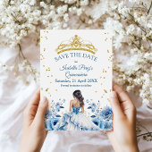 Quinceanera Blue Floral Princess Save the Date Einladung