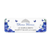 Quinceañera Blue Floral Silver Butterfells Rede (Vorne)