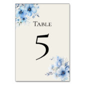 Quinceanera blue floral Table Number Card Tischnummer (Rückseite)