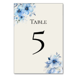 Quinceanera blue floral Table Number Card Tischnummer