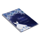 Quinceanera Blue Glitzer Kleid Blumengarten Gästeb Notizblock (Rechte Seite)