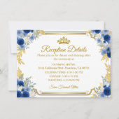Quinceanera Blue Gold Floral Enclosure Card (Vorderseite)