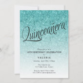 Quinceanera Blue Ombre Glitzer Geburtstag Einladun Einladung (Vorderseite)