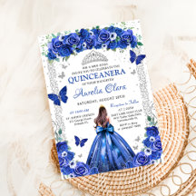 Quinceañera Blue Rose Blütenprinzessin Butterflieg