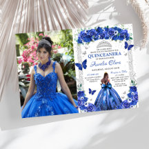 Quinceañera Blue Rose Floral Princess Foto