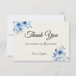 Quinceanera blue Thank You Card Dankeskarte