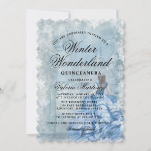 Quinceanera Blue Winter Wonderland Princess Einladung
