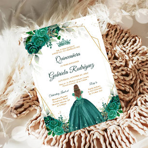 Quinceanera-Blumen Grün Gold Einladung
