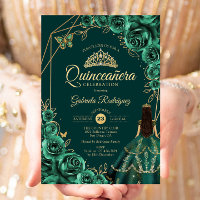 Quinceanera-Blumen Smaragd-Gold-Kleid