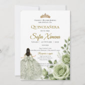 Quinceañera Blumengrün Einladung (Vorderseite)