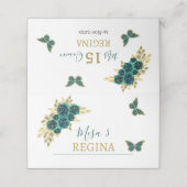 Quinceañera Blumengrün Platzkarte (Außenseite Aufgefaltet)