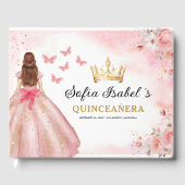 Quinceañera Blush Bloral Prinzessin Butterfells Go Gästebuch (Vorderseite)