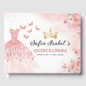 Quinceañera Blush Bloral Prinzessin Butterfells Go Gästebuch (Vorderseite)