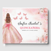Quinceañera Blush Bloral Prinzessin Butterfells Go Gästebuch (Vorderseite)
