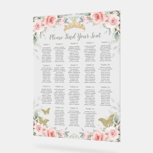 Quinceañera Blush Blumenstuhl Grüne Sitzgelegenhei Acrylschild (Winkel)