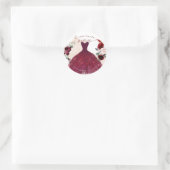 Quinceanera Blush Burgund Wasserfarben Blume Runder Aufkleber (Tasche)