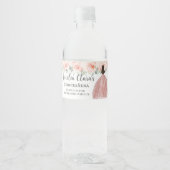 Quinceañera Blush Floral Prinzessin Sweet Birthday Wasserflaschenetikett (Vorderseite)