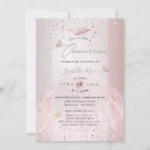 Quinceanera Blush Glitzer Gown Platterbsen Einladung (Rückseite)