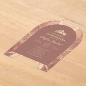 Quinceañera Blush Gold Agate Elegante Acryleinladungen (Ablage )