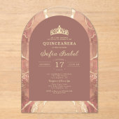 Quinceañera Blush Gold Agate Elegante Acryleinladungen (Vorderseite)