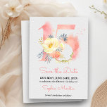 Quinceanera Blush Pink Aquarellblume 15 Save The Date<br><div class="desc">Blush Pink Quinceanera Save the Date Karte mit einer Blumennummer 15 in Aquarell. Dieses delikate und feminine Design zeichnet sich durch die Nummer 15 aus, die mit einem Blumenstrauß und Blume geschmückt ist. Es hat eine weiche Farbpalette aus rot-rosa, aprikot, gelb, gold und staubblau. Die Vorlage ist für Sie bereit,...</div>