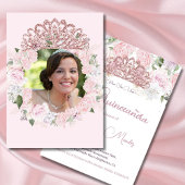 Quinceanera Blush Pink Aquarellfarben Foto Blütenf Einladung