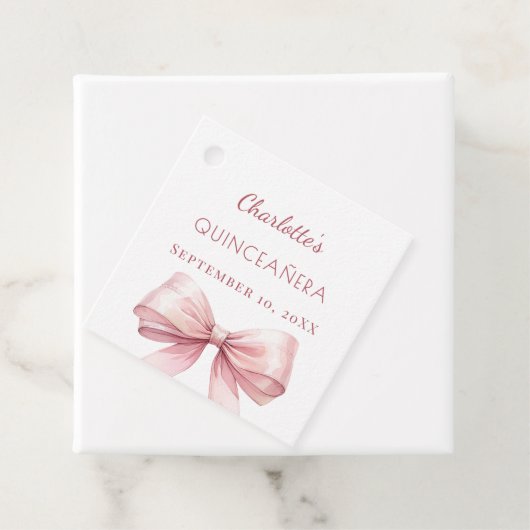 Quinceanera blush pink bow DIY Geschenkanhänger (Beispiel)