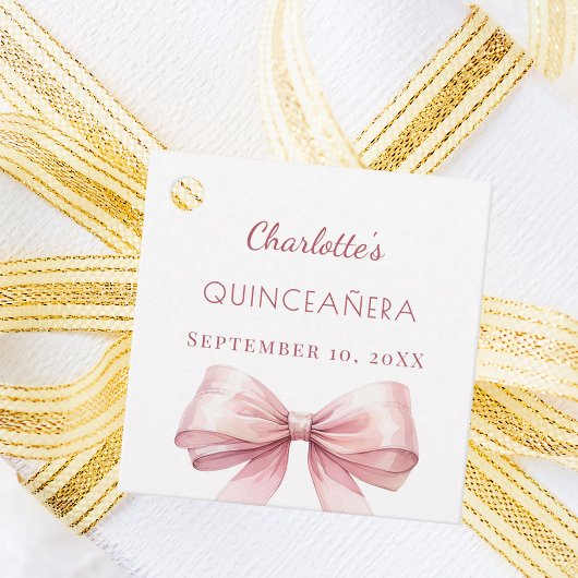 Quinceanera blush pink bow DIY Geschenkanhänger