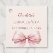 Quinceanera blush pink bow ivory DIY Geschenkanhänger (Vorderseite)