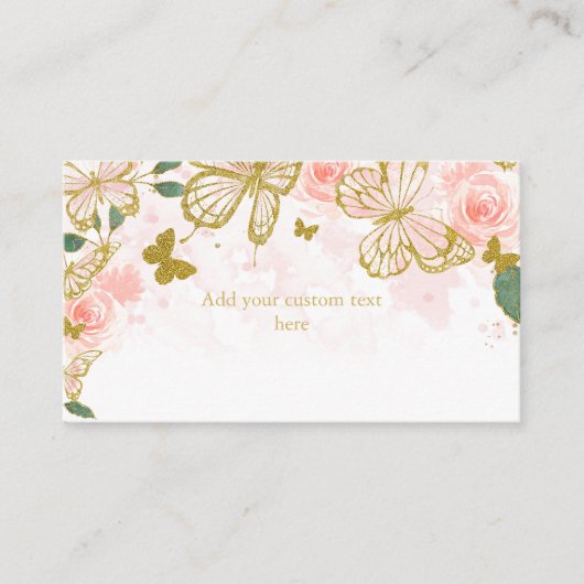 Quinceanera Blush Pink Butterfly Floral Begleitkarte (Vorderseite)