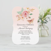 Quinceañera Blush Pink Butterfly w Blume Einladung (Stehend Vorderseite)