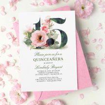 Quinceanera Blush Pink Floral 15. Geburtstag