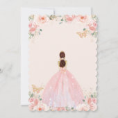 Quinceañera Blush Pink Floral Gold Kronenschmetter Einladung (Rückseite)