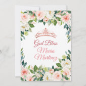 Quinceanera Blush Pink Floral Mexikanischer Geburt Einladung (Rückseite)
