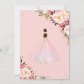Quinceañera Blush Pink Floral Prinzessin Silver Einladung (Rückseite)