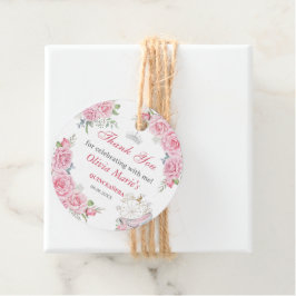 Quinceanera Blush Pink Floral Silver Crown Geschenkanhänger