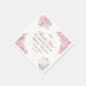 Quinceanera Blush Pink Floral Silver Crown Serviette (Ecke)