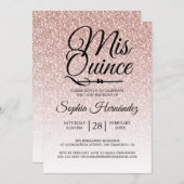 Quinceañera Blush Pink Glitzer 15. Geburtstag Einladung (Vorne/Hinten)